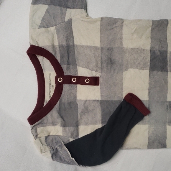 3/$30 BURTS BEES BABY Buffalo Check layered Footless Organic Cotton Onesie - Picture 2 of 5